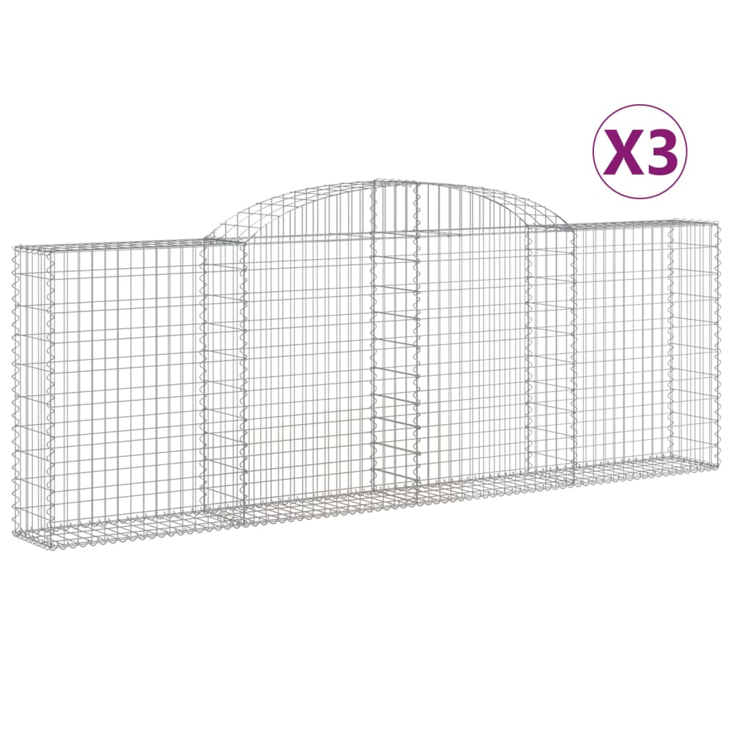 Cesti Gabbioni ad Arco 3 pz 300x30x100/120 cm Ferro Zincato