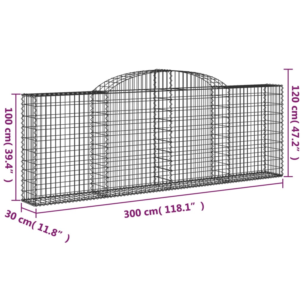 Cesti Gabbioni ad Arco 12 pz 300x30x100/120 cm Ferro Zincato