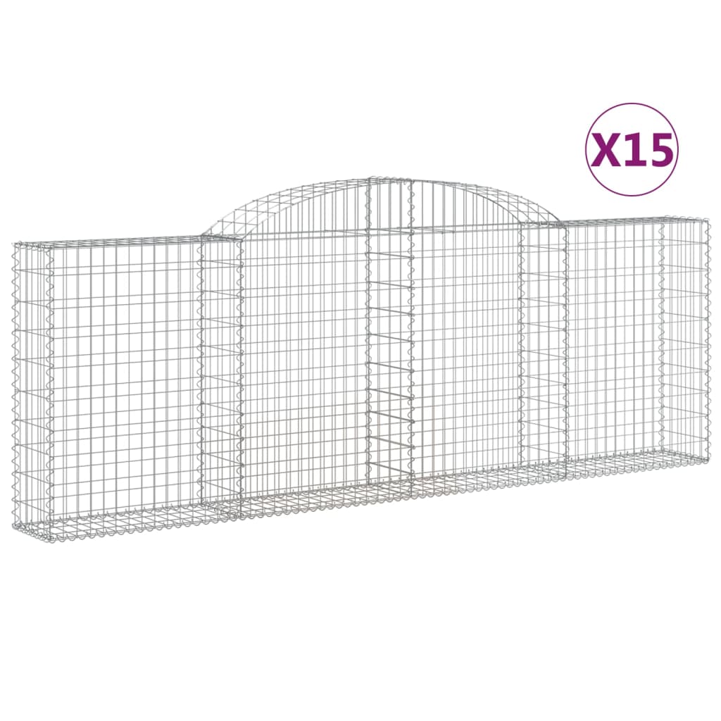 Cesti Gabbioni ad Arco 15 pz 300x30x100/120 cm Ferro Zincato