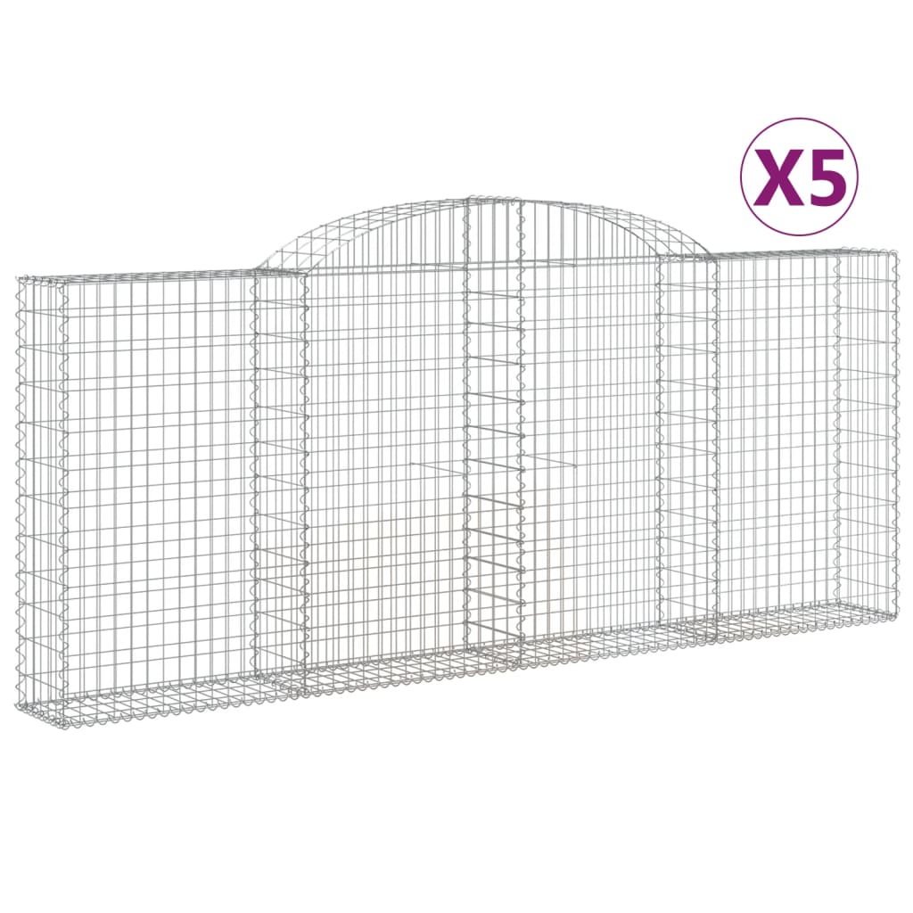 Cesti Gabbioni ad Arco 5 pz 300x30x120/140 cm Ferro Zincato