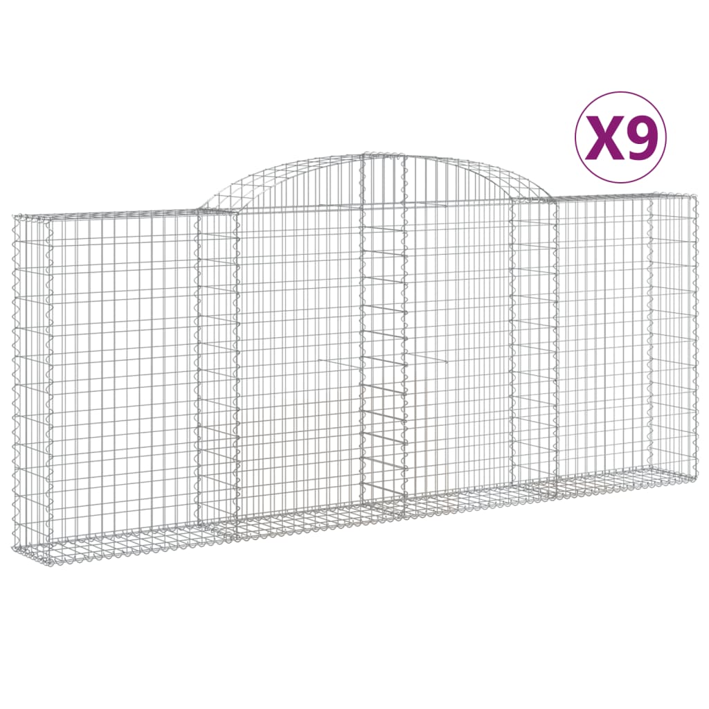 Cesti Gabbioni ad Arco 9 pz 300x30x120/140 cm Ferro Zincato
