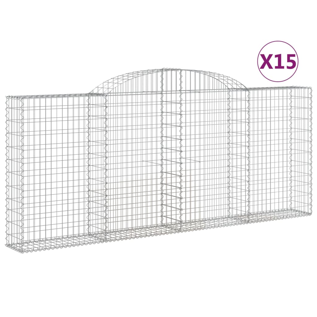 Cesti Gabbioni ad Arco 15 pz 300x30x120/140 cm Ferro Zincato