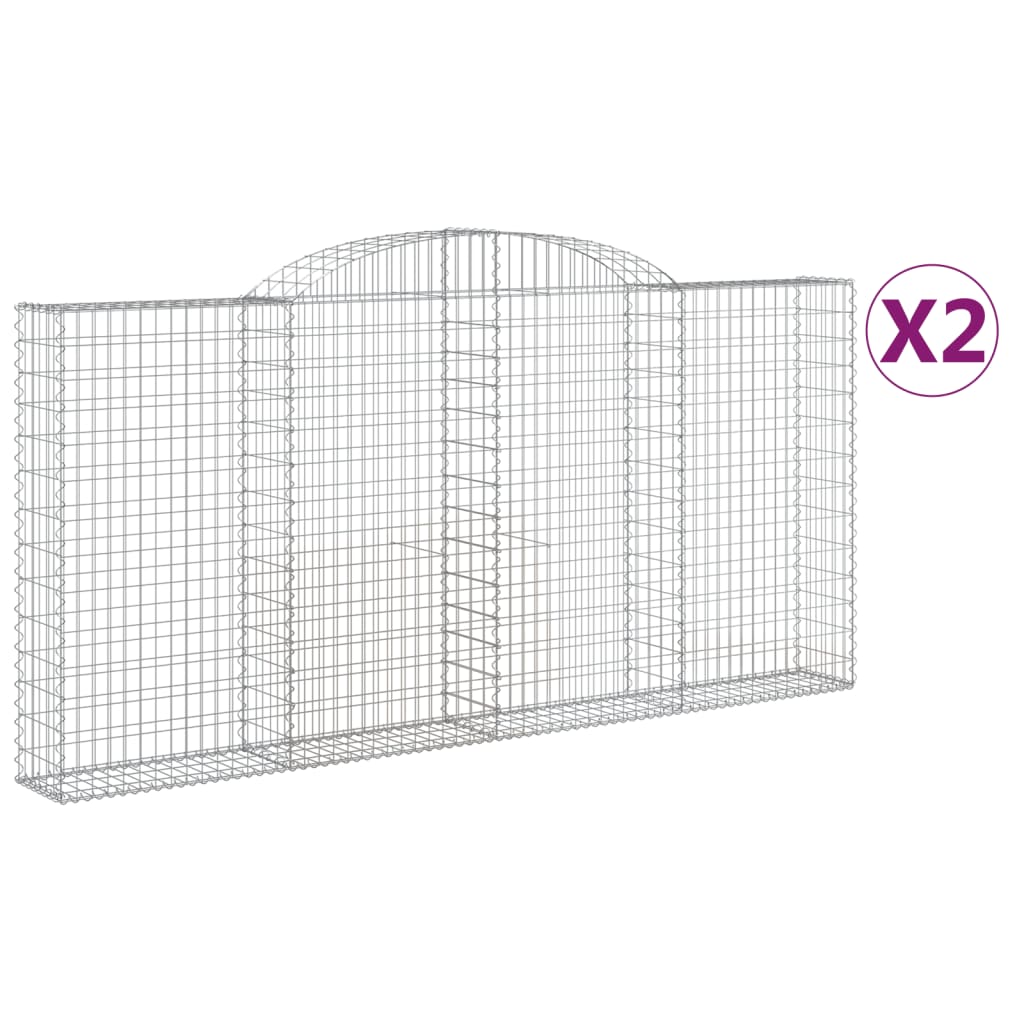 Cesti Gabbioni ad Arco 2 pz 300x30x140/160 cm Ferro Zincato