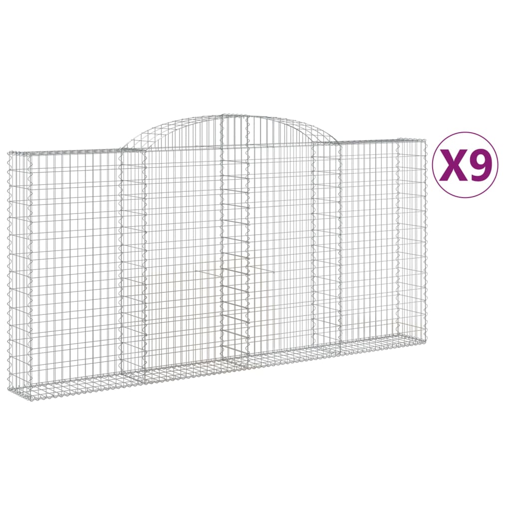 Cesti Gabbioni ad Arco 9 pz 300x30x140/160 cm Ferro Zincato