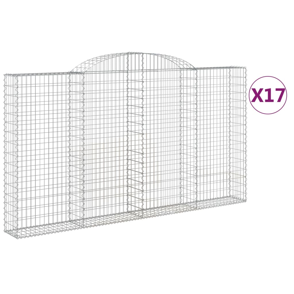 Cesti Gabbioni ad Arco 17 pz 300x30x160/180 cm Ferro Zincato