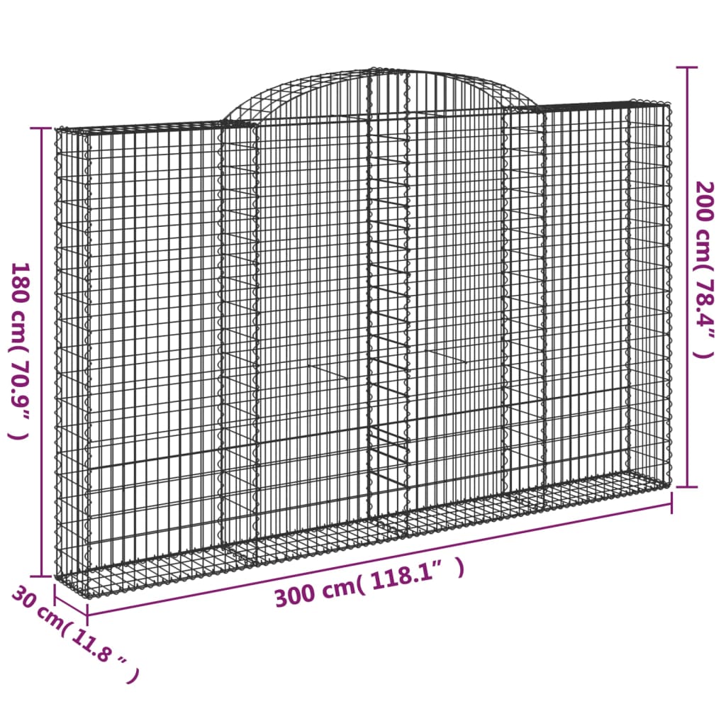Cesti Gabbioni ad Arco 30 pz 300x30x180/200 cm Ferro Zincato