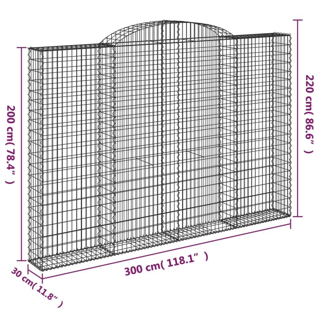 Cesti Gabbioni ad Arco 7 pz 300x30x200/220 cm Ferro Zincato