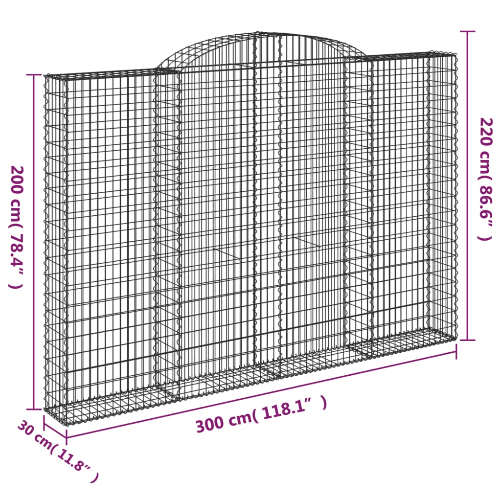 Cesti Gabbioni ad Arco 20 pz 300x30x200/220 cm Ferro Zincato