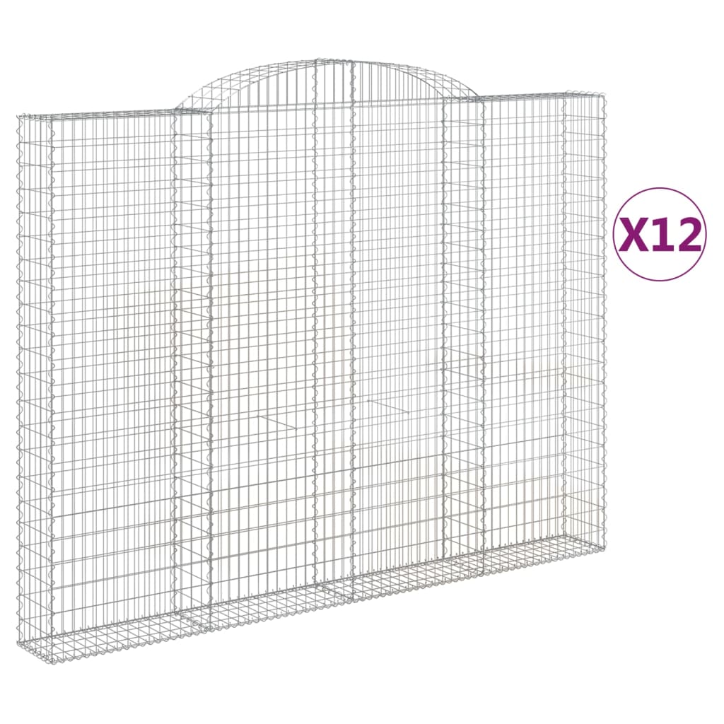 Cesti Gabbioni ad Arco 12 pz 300x30x220/240 cm Ferro Zincato