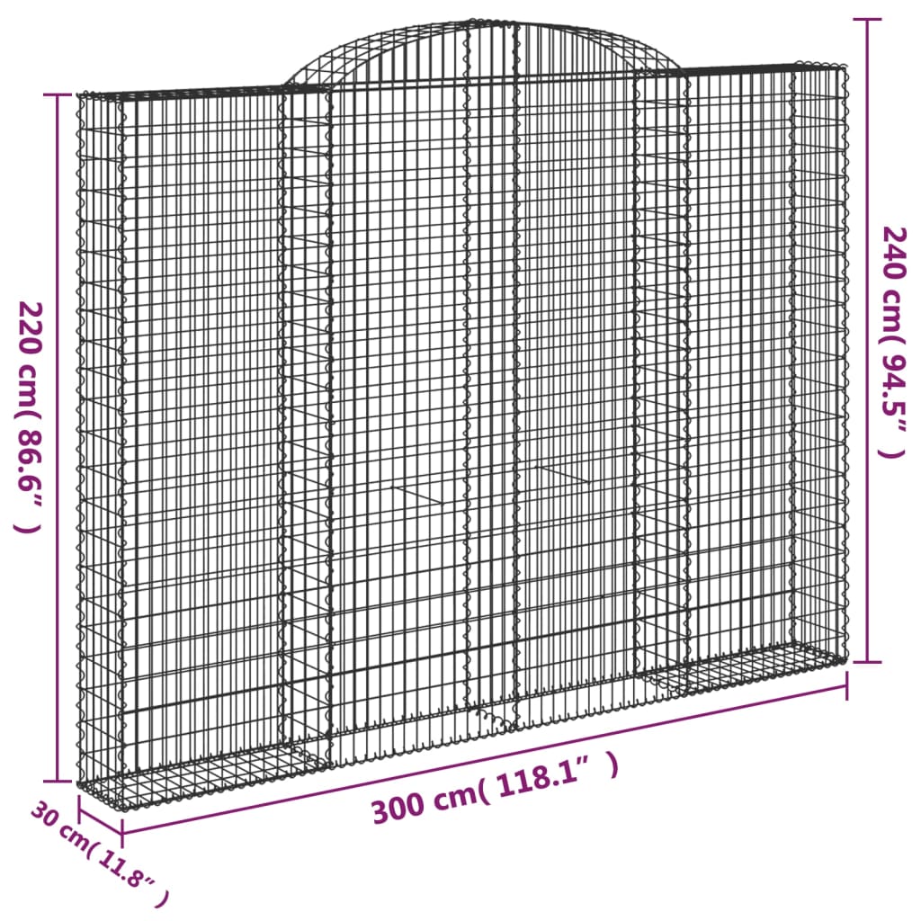 Cesti Gabbioni ad Arco 20 pz 300x30x220/240 cm Ferro Zincato