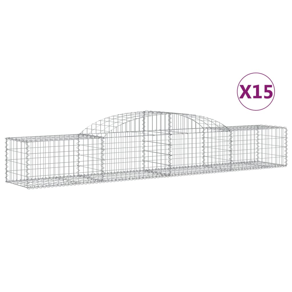 Cesti Gabbioni ad Arco 15 pz 300x50x40/60 cm Ferro Zincato