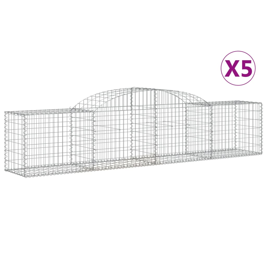 Cesti Gabbioni ad Arco 5 pz 300x50x60/80 cm Ferro Zincato