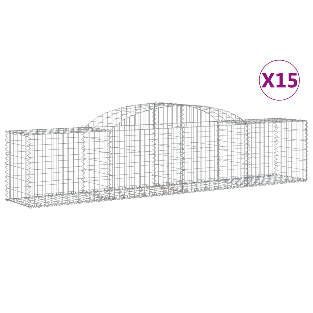 Cesti Gabbioni ad Arco 15 pz 300x50x60/80 cm Ferro Zincato