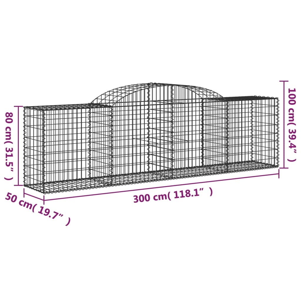 Cesti Gabbioni ad Arco 13 pz 300x50x80/100 cm Ferro Zincato