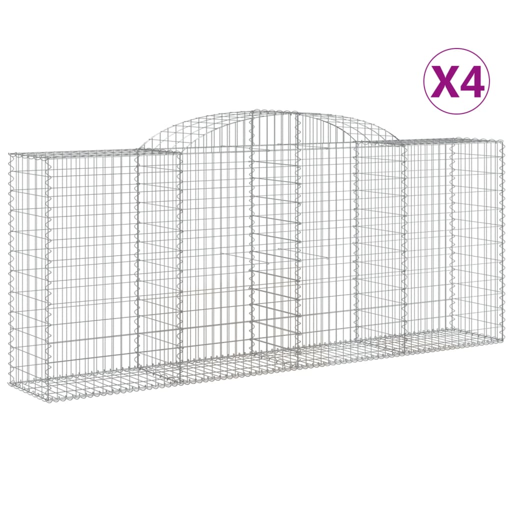 Cesti Gabbioni ad Arco 4 pz 300x50x120/140 cm Ferro Zincato