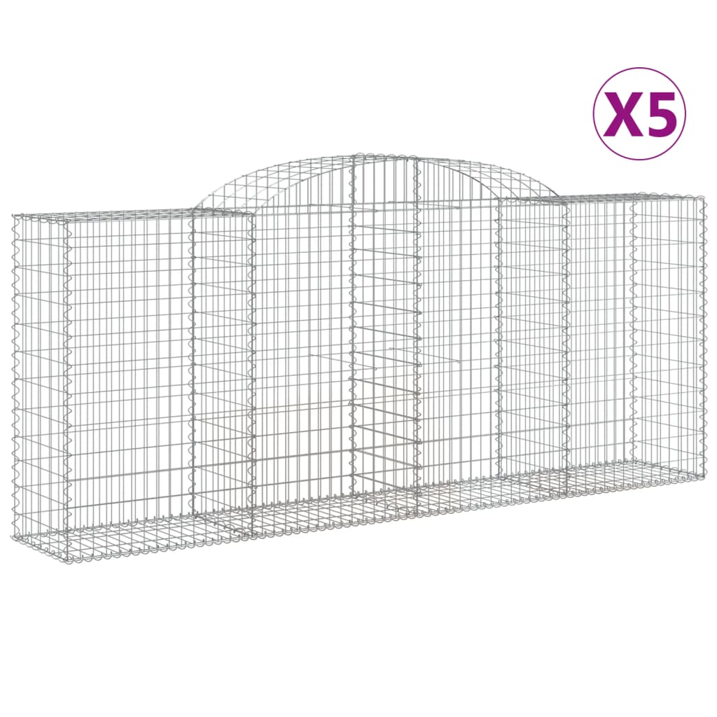 Cesti Gabbioni ad Arco 5 pz 300x50x120/140 cm Ferro Zincato