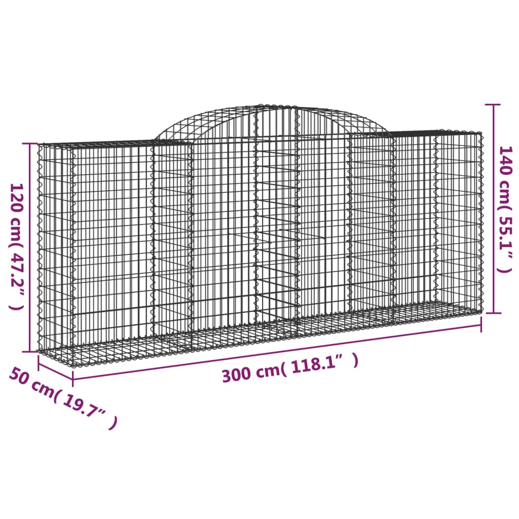 Cesti Gabbioni ad Arco 11 pz 300x50x120/140 cm Ferro Zincato