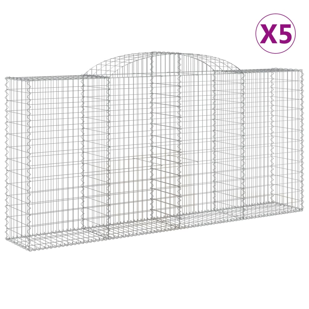 Cesti Gabbioni ad Arco 5 pz 300x50x140/160 cm Ferro Zincato