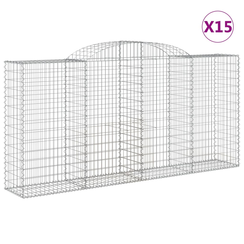 Cesti Gabbioni ad Arco 15 pz 300x50x140/160 cm Ferro Zincato