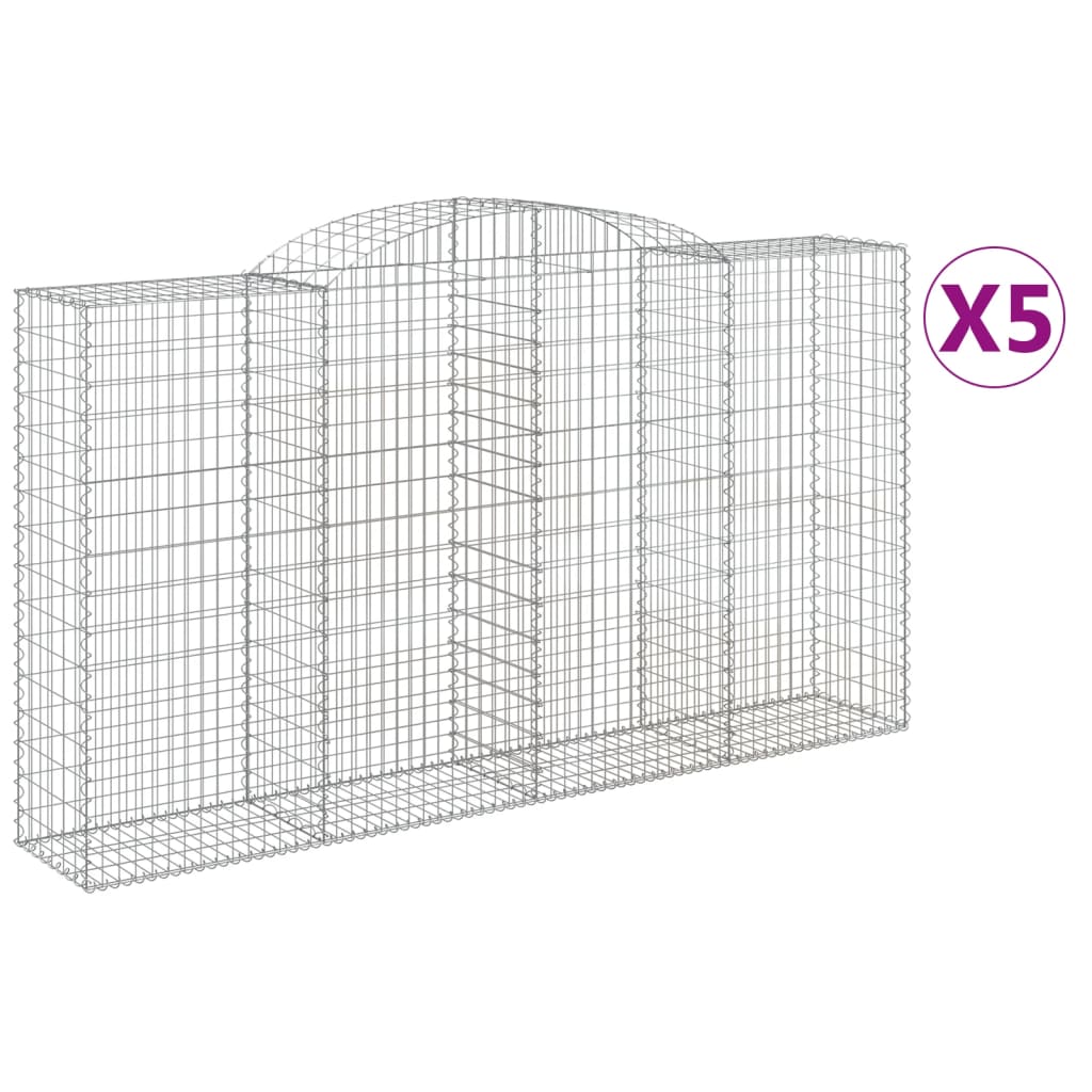 Cesti Gabbioni ad Arco 5 pz 300x50x160/180 cm Ferro Zincato