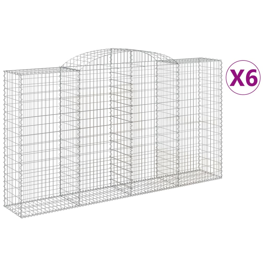 Cesti Gabbioni ad Arco 6 pz 300x50x160/180 cm Ferro Zincato