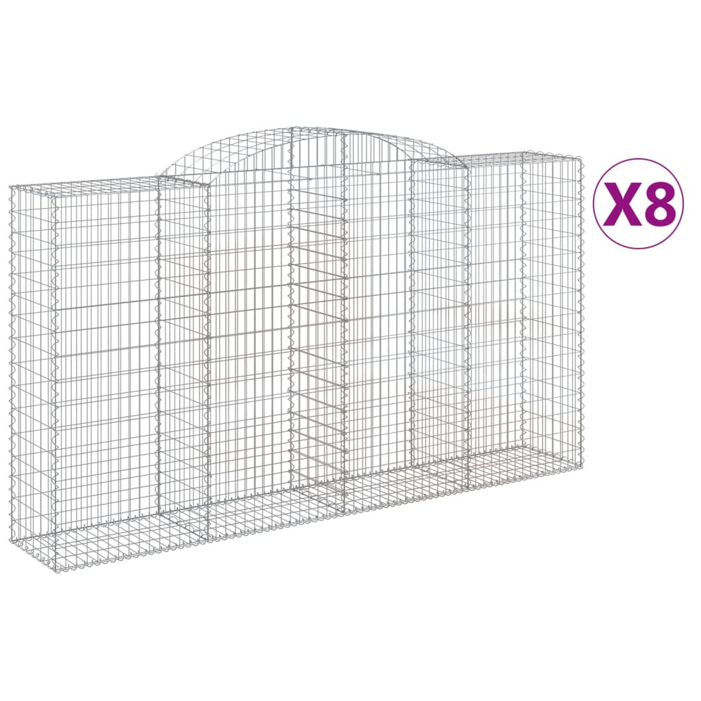 Cesti Gabbioni ad Arco 8 pz 300x50x160/180 cm Ferro Zincato