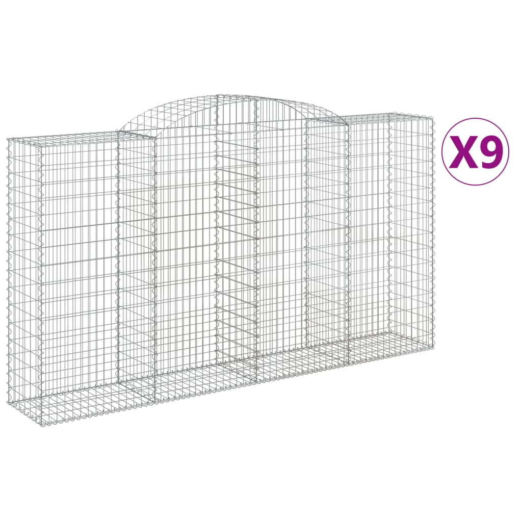 Cesti Gabbioni ad Arco 9 pz 300x50x160/180 cm Ferro Zincato