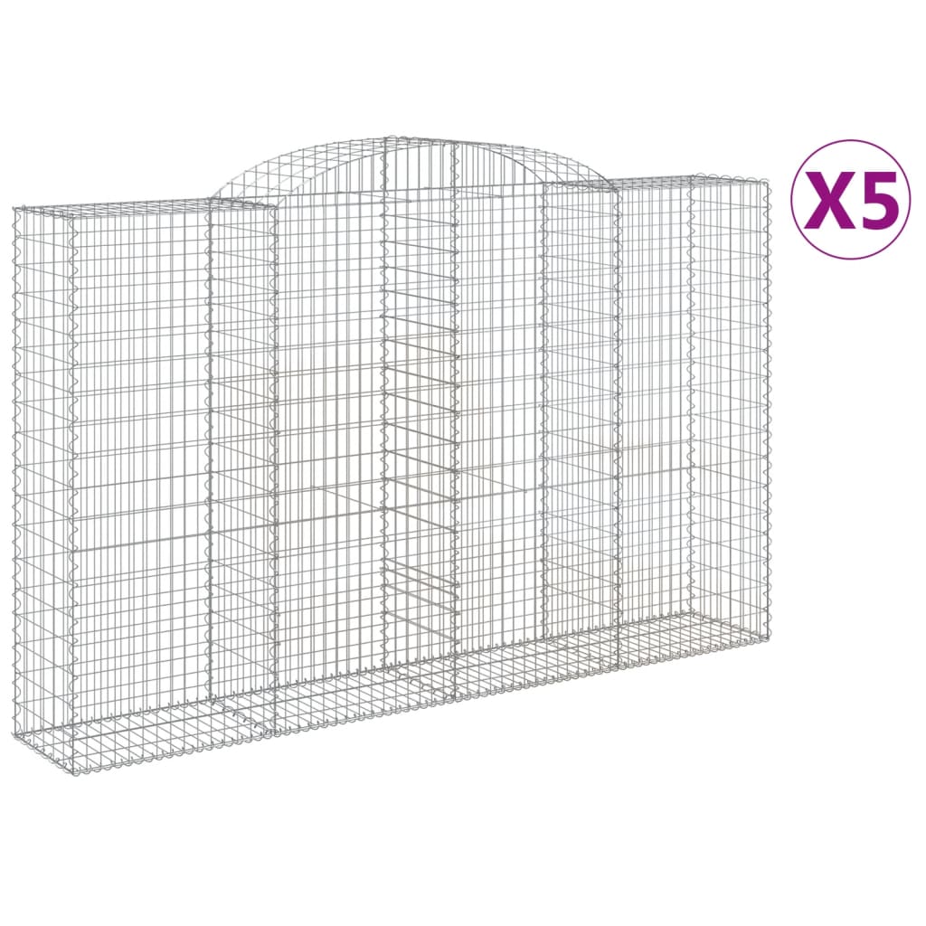 Cesti Gabbioni ad Arco 5 pz 300x50x180/200 cm Ferro Zincato