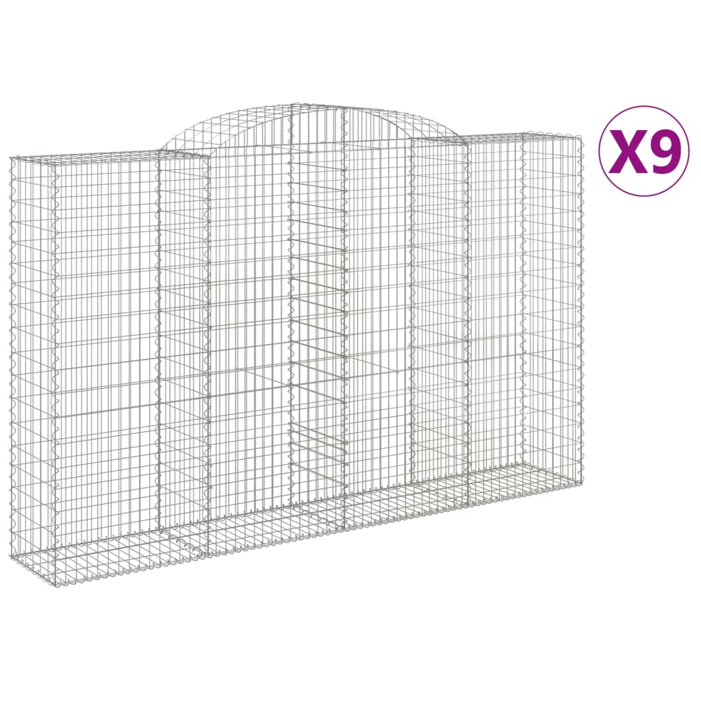 Cesti Gabbioni ad Arco 9 pz 300x50x180/200 cm Ferro Zincato