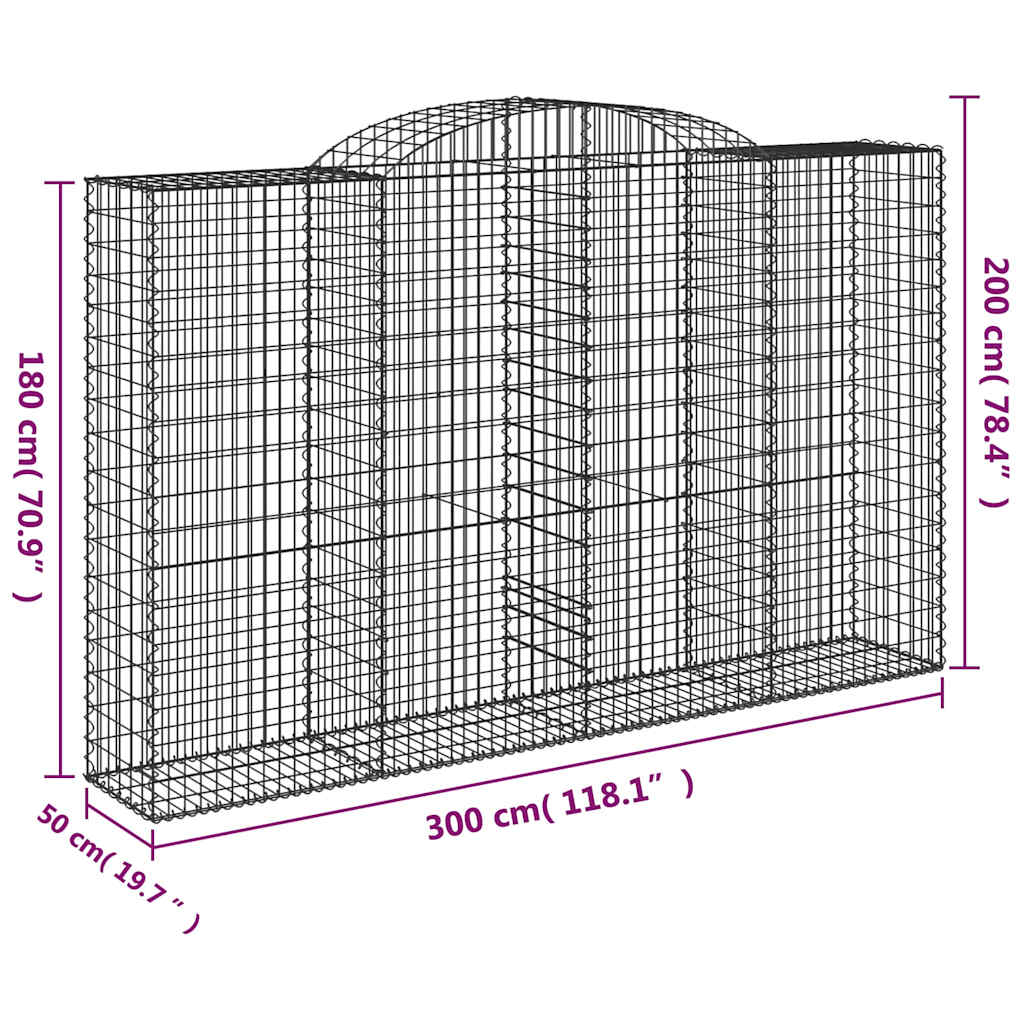 Cesti Gabbioni ad Arco 11 pz 300x50x180/200 cm Ferro Zincato