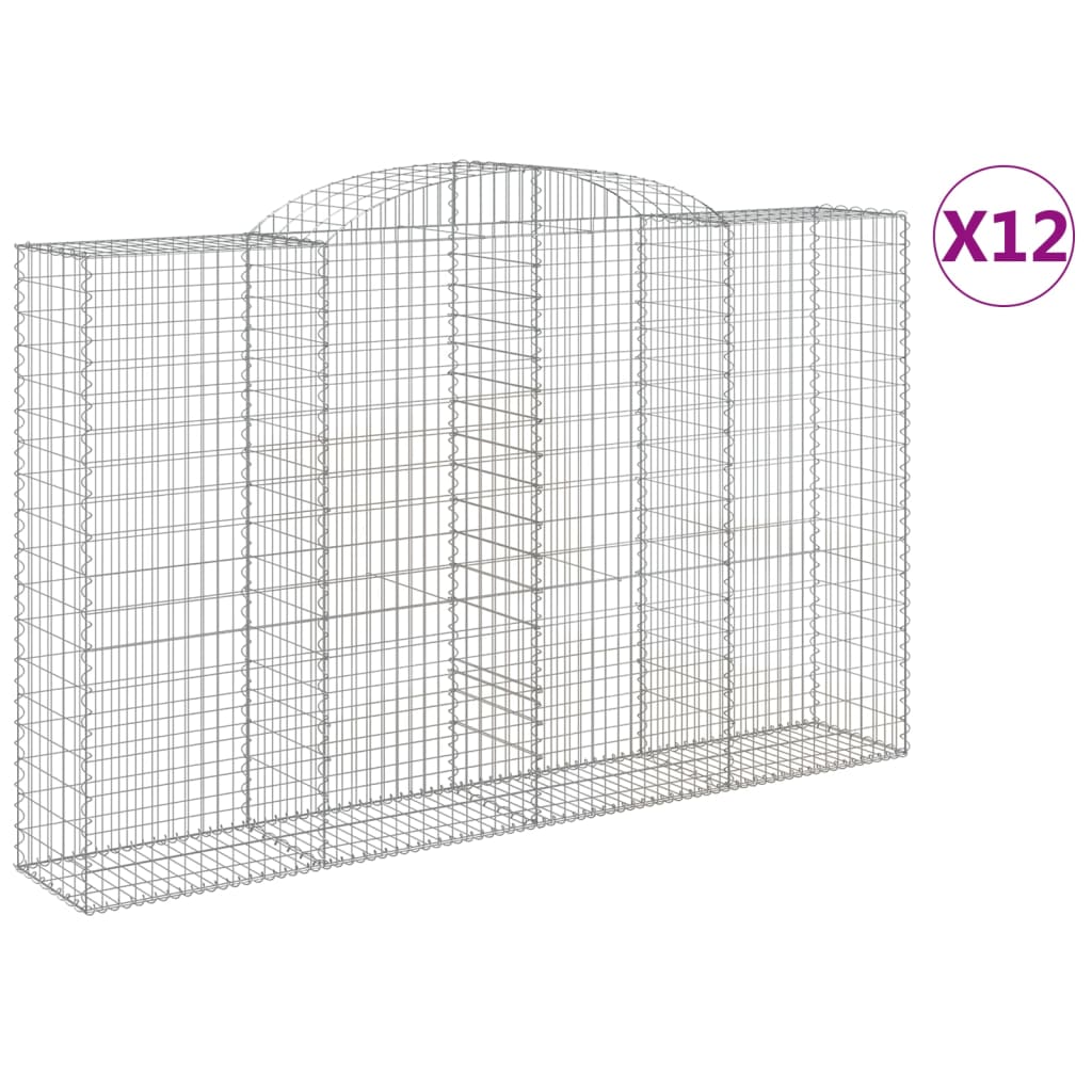 Cesti Gabbioni ad Arco 12 pz 300x50x180/200 cm Ferro Zincato