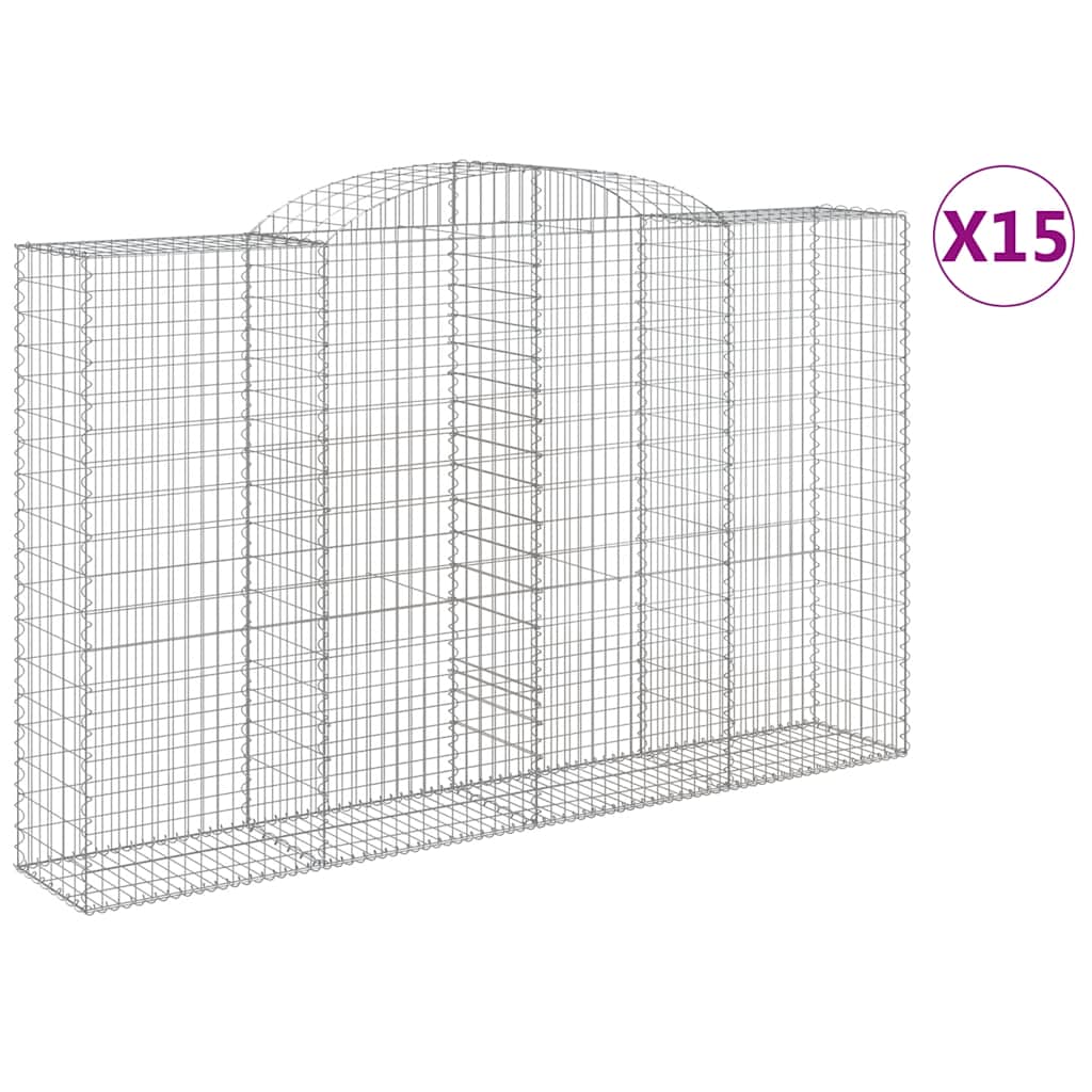 Cesti Gabbioni ad Arco 15 pz 300x50x180/200 cm Ferro Zincato