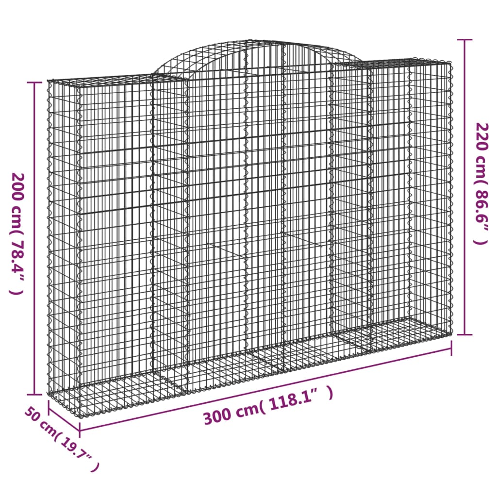 Cesti Gabbioni ad Arco 5 pz 300x50x200/220 cm Ferro Zincato