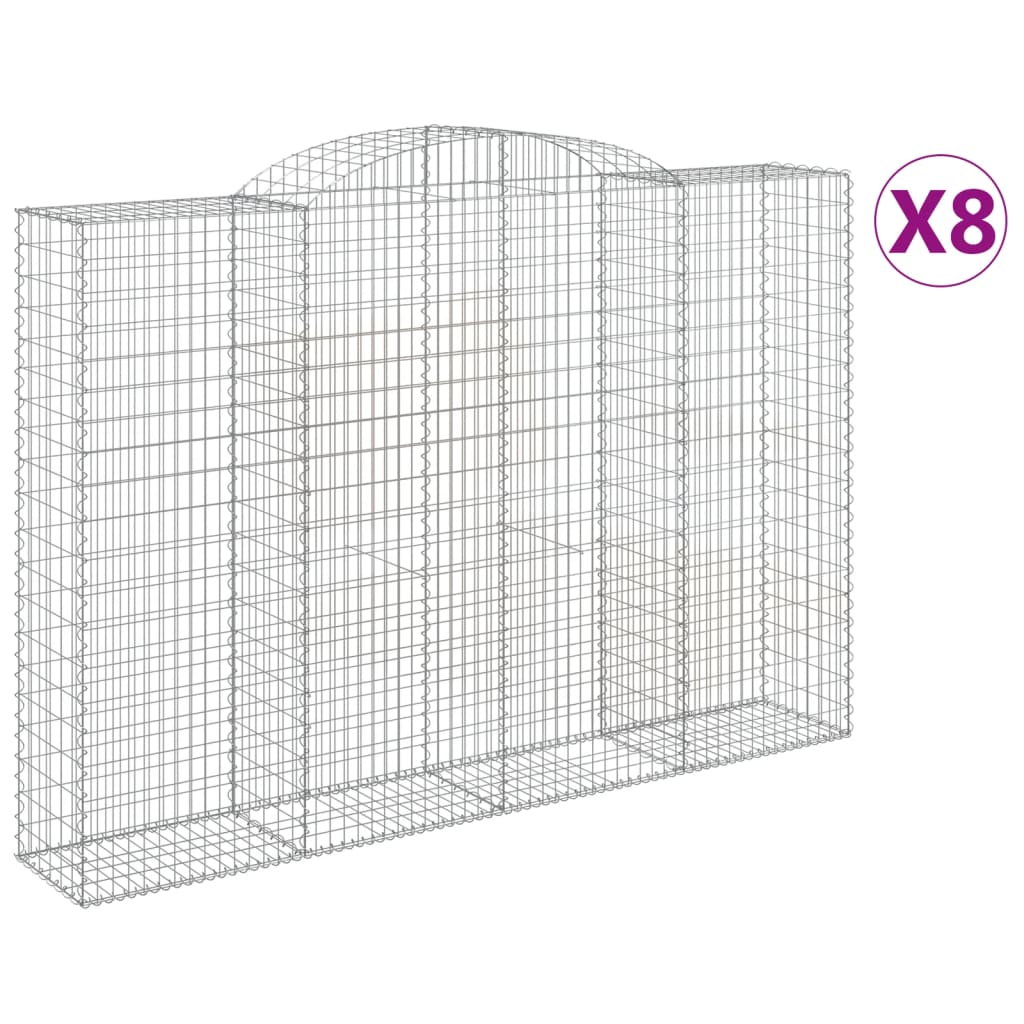 Cesti Gabbioni ad Arco 8 pz 300x50x200/220 cm Ferro Zincato