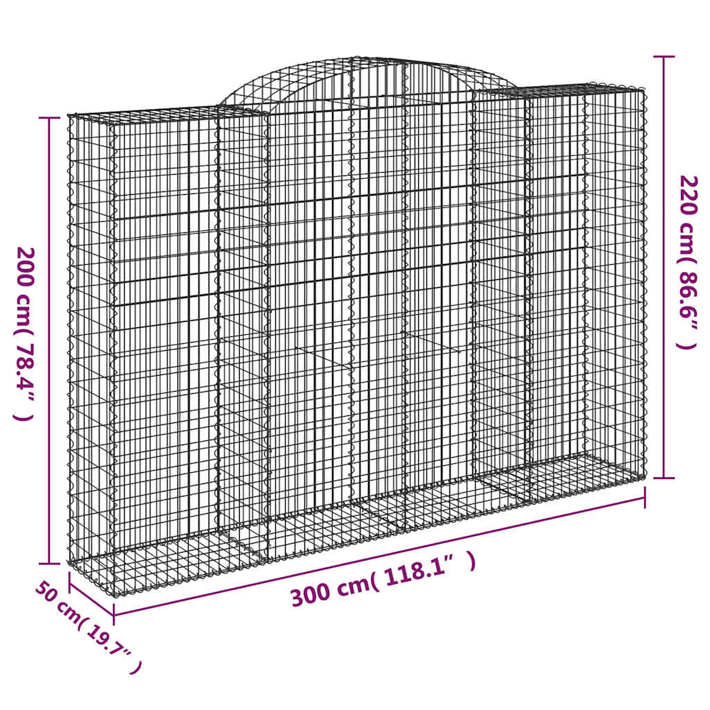 Cesti Gabbioni ad Arco 12 pz 300x50x200/220 cm Ferro Zincato