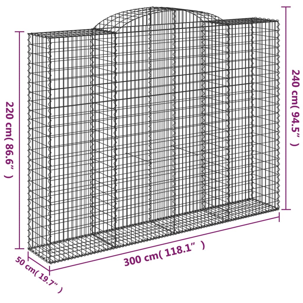 Cesti Gabbioni ad Arco 25 pz 300x50x220/240 cm Ferro Zincato