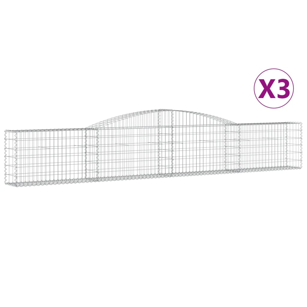 Cesti Gabbioni ad Arco 3 pz 400x30x60/80 cm Ferro Zincato