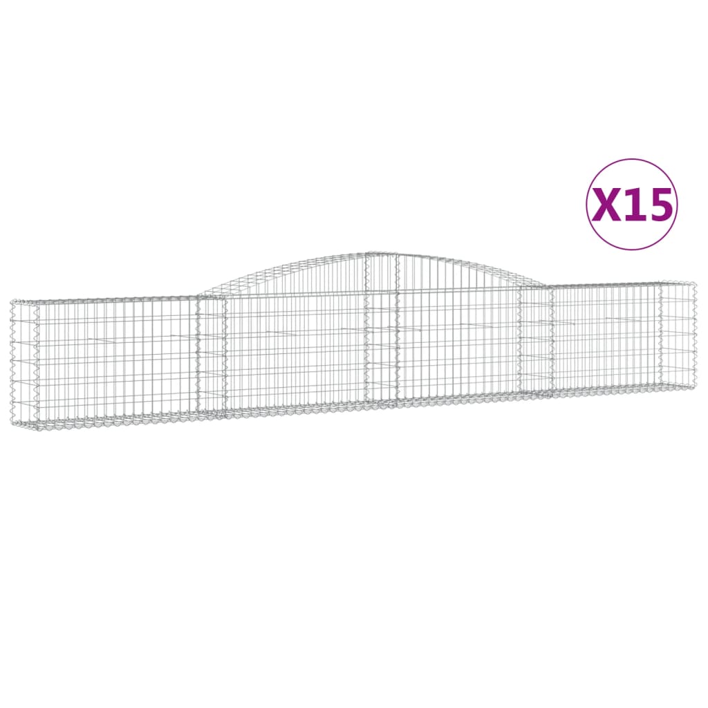 Cesti Gabbioni ad Arco 15 pz 400x30x60/80 cm Ferro Zincato