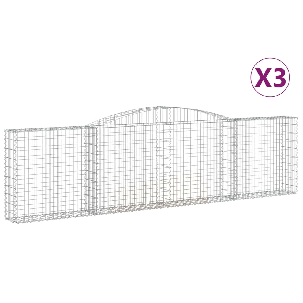 Cesti Gabbioni ad Arco 3 pz 400x30x100/120 cm Ferro Zincato