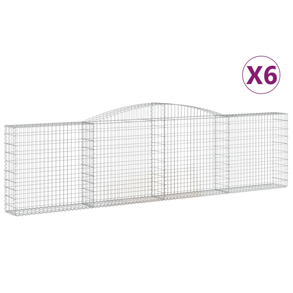 Cesti Gabbioni ad Arco 6 pz 400x30x100/120 cm Ferro Zincato