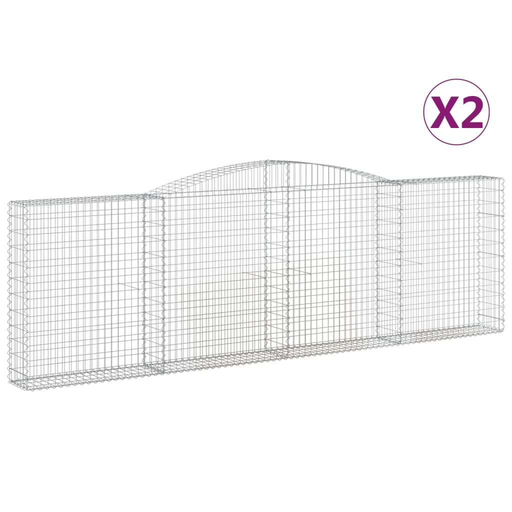 Cesti Gabbioni ad Arco 2 pz 400x30x120/140 cm Ferro Zincato