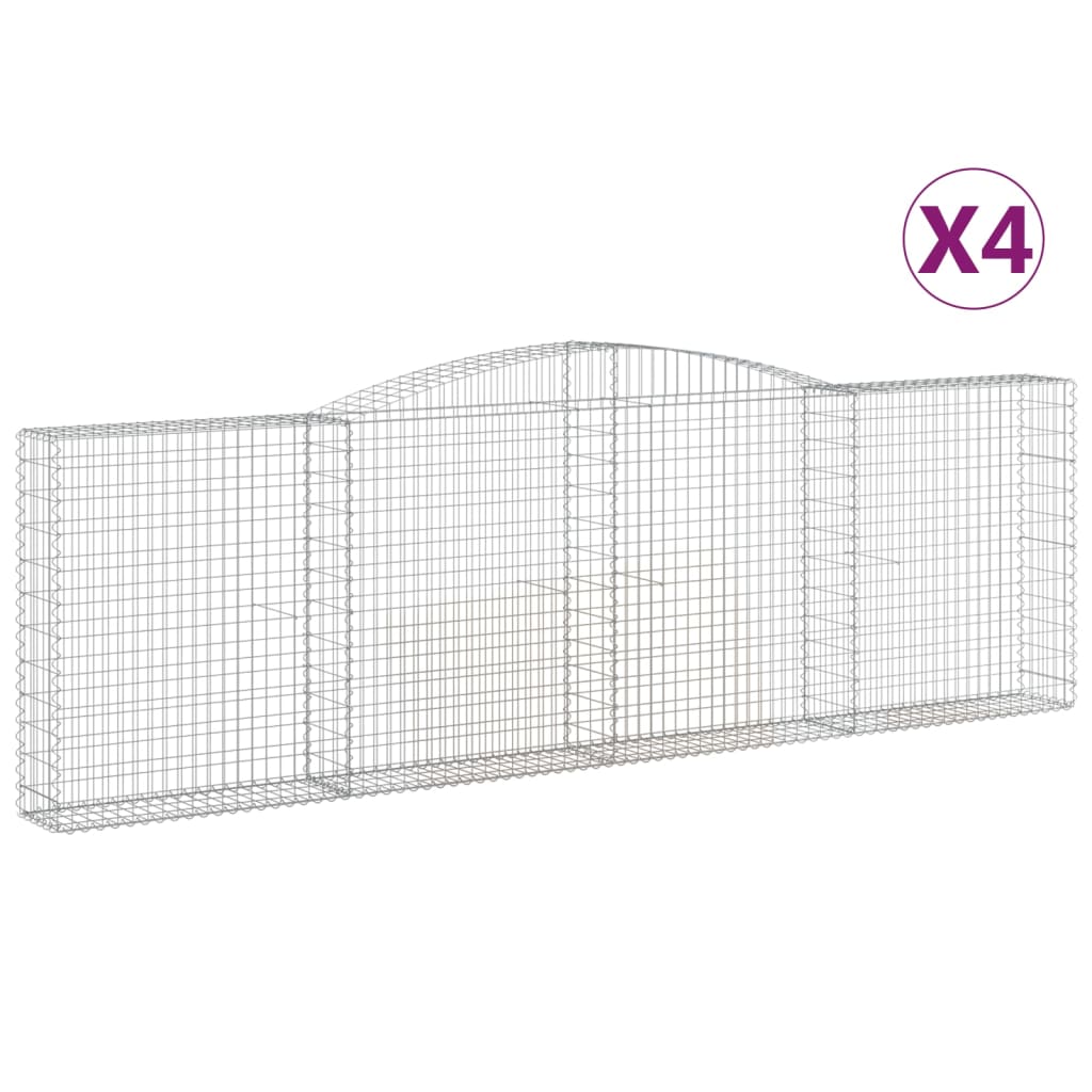Cesti Gabbioni ad Arco 4 pz 400x30x120/140 cm Ferro Zincato