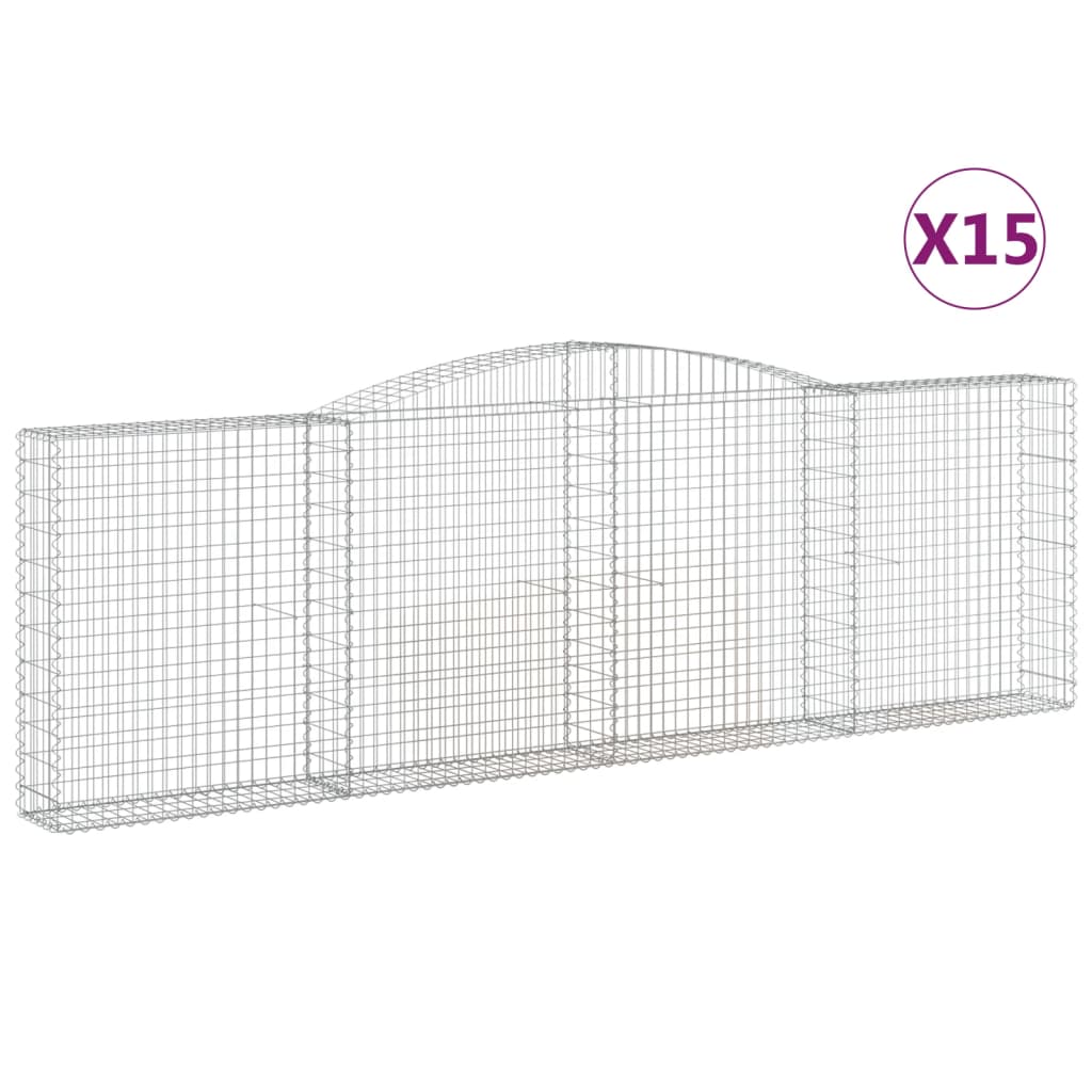 Cesti Gabbioni ad Arco 15 pz 400x30x120/140 cm Ferro Zincato