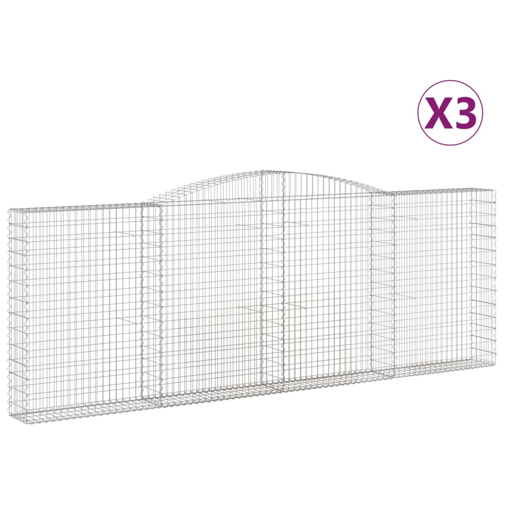 Cesti Gabbioni ad Arco 3 pz 400x30x140/160 cm Ferro Zincato