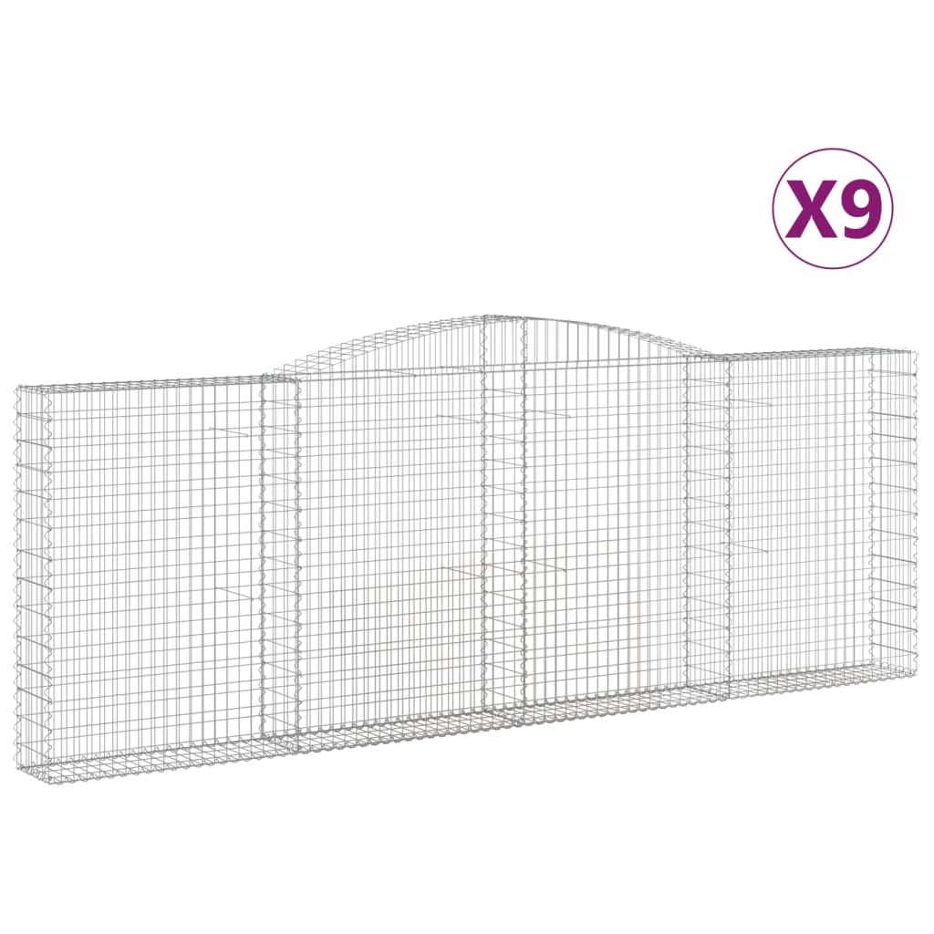 Cesti Gabbioni ad Arco 9 pz 400x30x140/160 cm Ferro Zincato