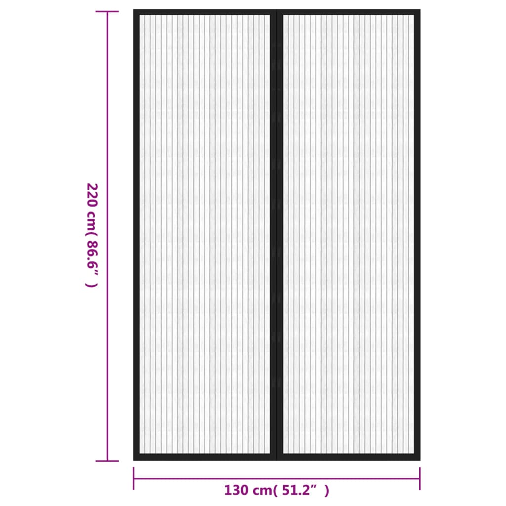 Tende Antimosche 2 pz per Porte con Magneti Nere 220x130 cm