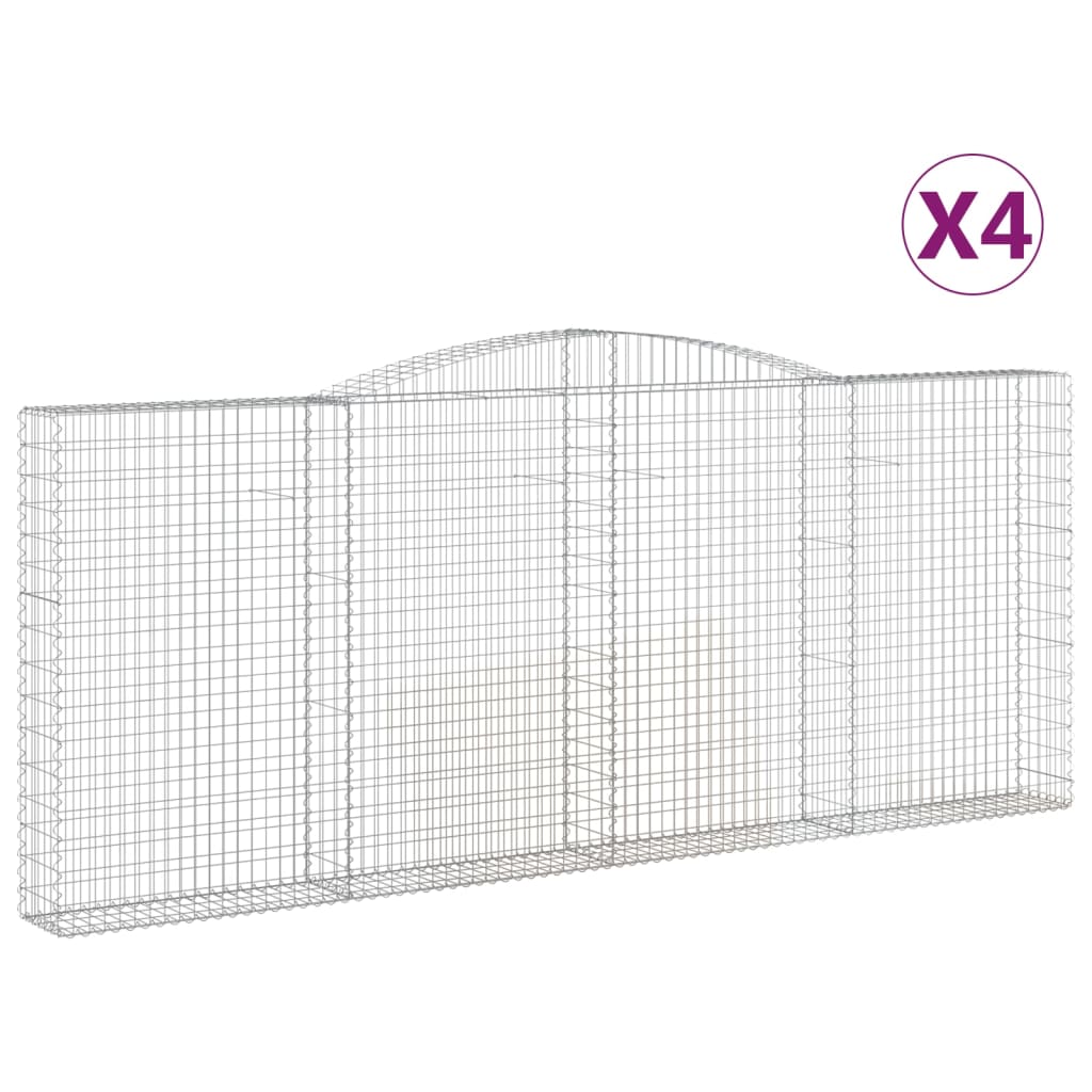 Cesti Gabbioni ad Arco 4 pz 400x30x160/180 cm Ferro Zincato
