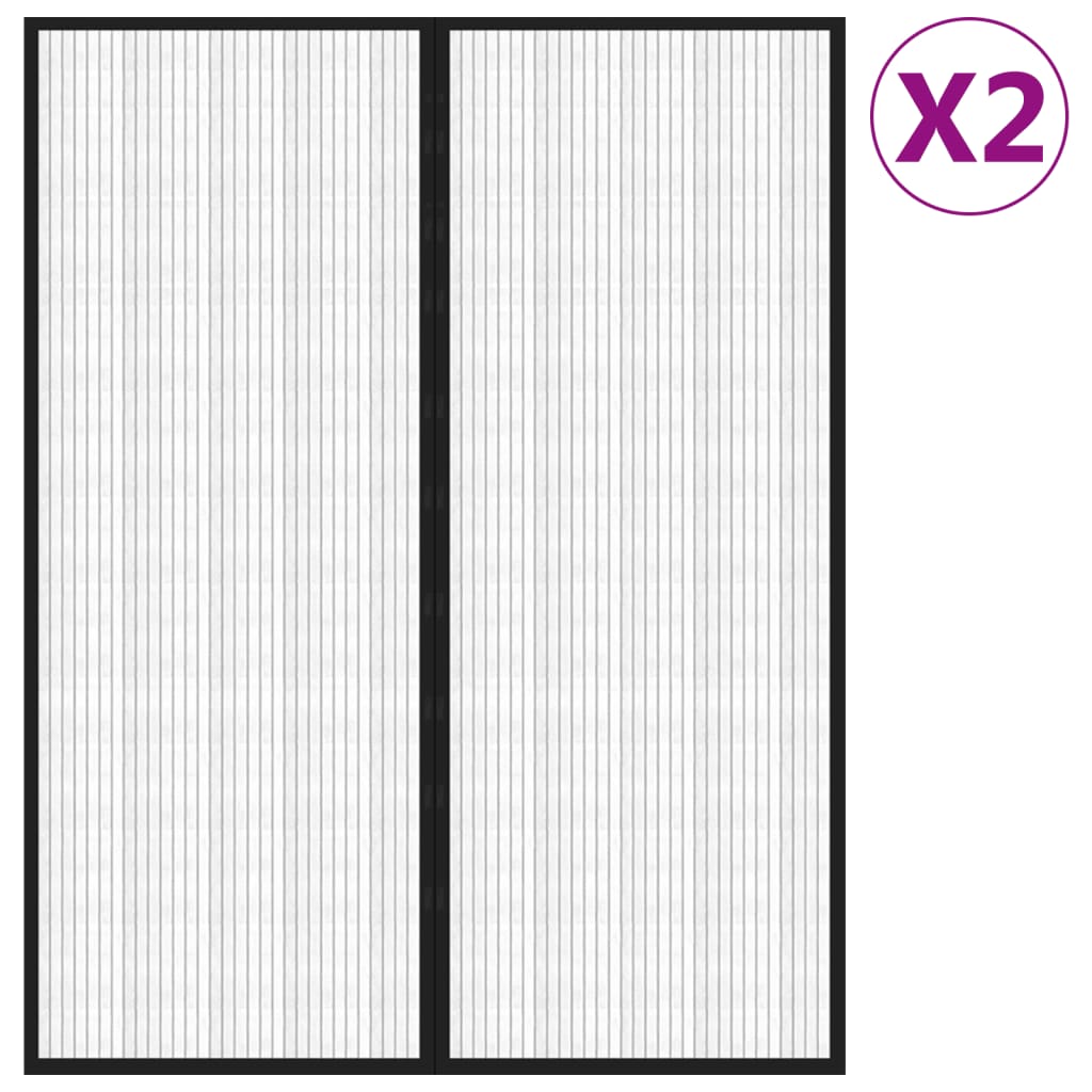 Tende Antimosche 2 pz per Porte con Magneti Nere 230x160 cm