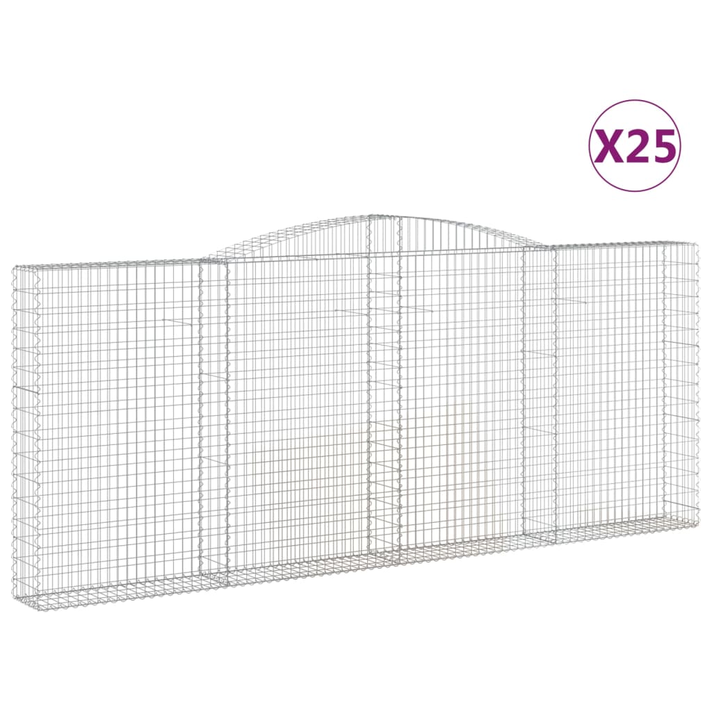 Cesti Gabbioni ad Arco 25 pz 400x30x160/180 cm Ferro Zincato