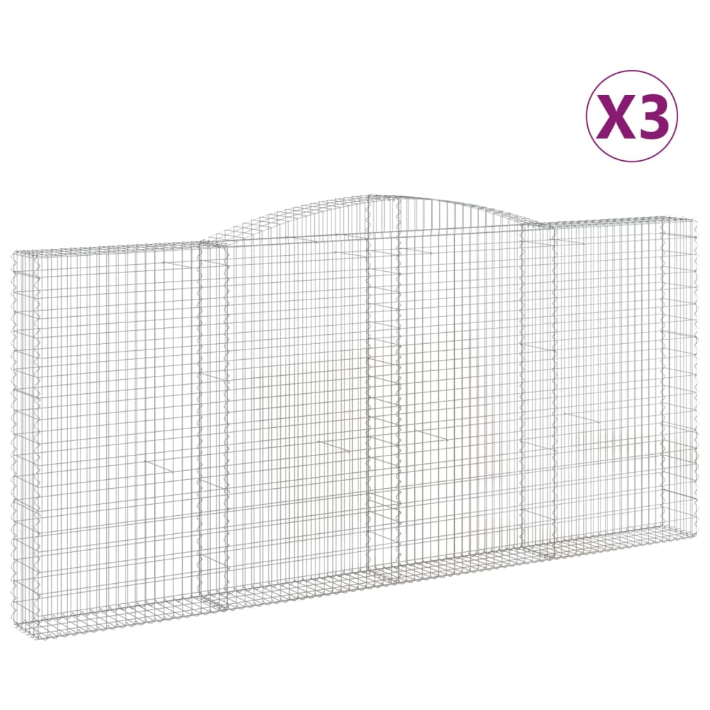 Cesti Gabbioni ad Arco 3 pz 400x30x180/200 cm Ferro Zincato